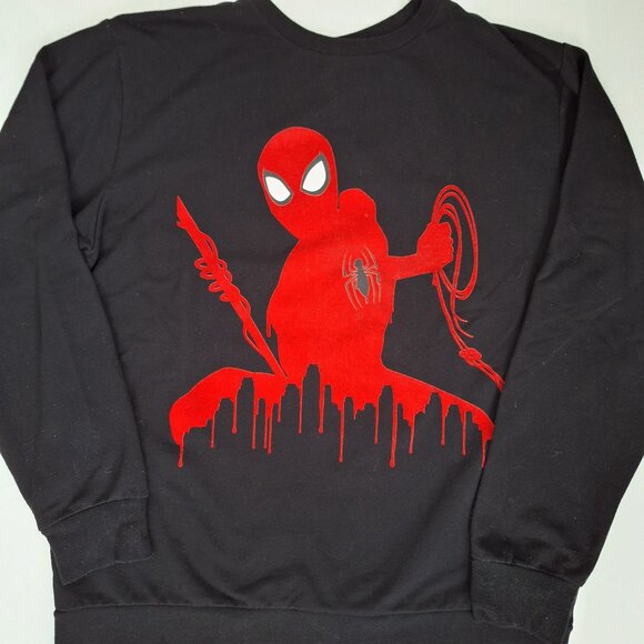 Marvel Spiderman Black Sweatshirt with Velvety Red Image - Picture 1 of 5